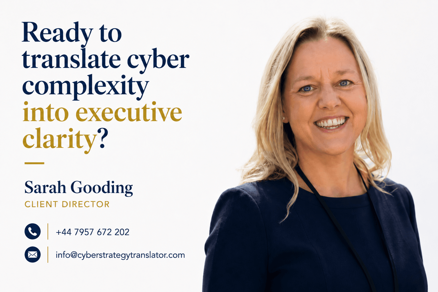 Sarah Gooding, Client Director, Cyber Strategy Translator contact details